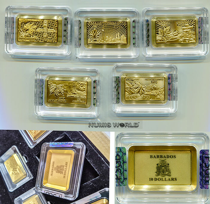 Barbados, 5 x 1g CANADIAN MAPLE LEAF 2024, 999 Fine Gold, Original Ahorn-Holzbox, Premium Size, prägefrisch