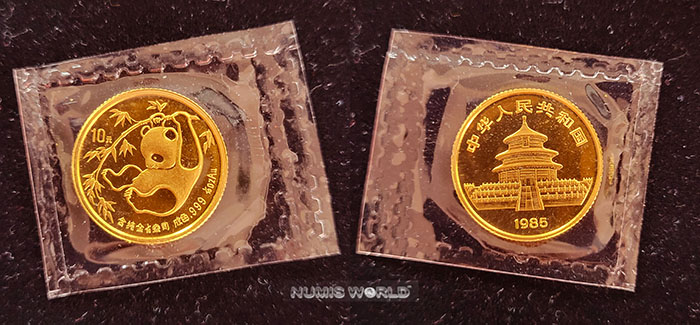 Pandamotiv, Gold 1/10 oz. 999,, Stg, in Originalfolie 