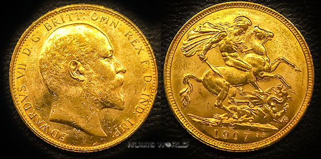 Australien, Sovereign 1907, Mzz. M, Melbourne, Edward VII. 1901-1910, 7,99 g/917 Gold, S493, vz/vz+