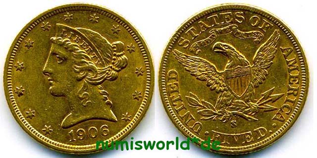 Mzz. S, Liberty Kopf, 8,37 g/900 Gold, vz  