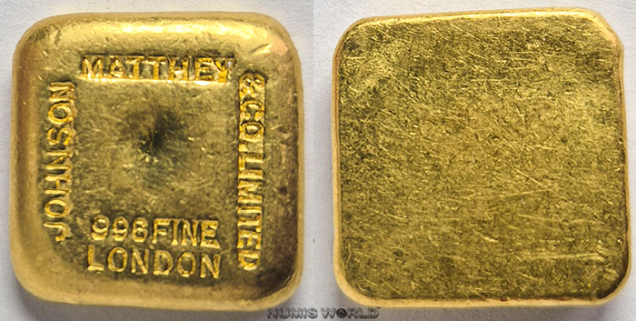 GB, 5 Tolas Johnson Matthey & Co. Limited London, Gussbarren 996 Fine, 58,35 g, Abmessung: 25 x 25 x 4 mm, einseitig geprägt, selten, vz+ 