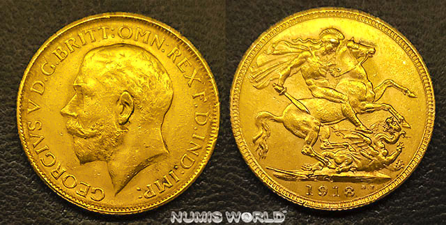 Indien, Sovereign 1907 Mzz. I, Bombay,George V. 1910-1936, 7,99 g/917 Gold, vz