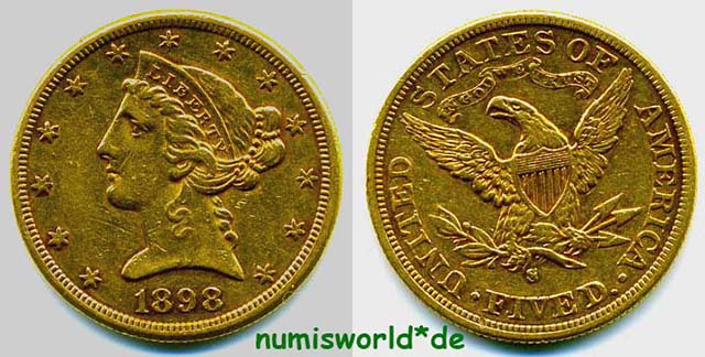 Mzz. S, Liberty Kopf, 8,35 g/900 Gold, vz- 